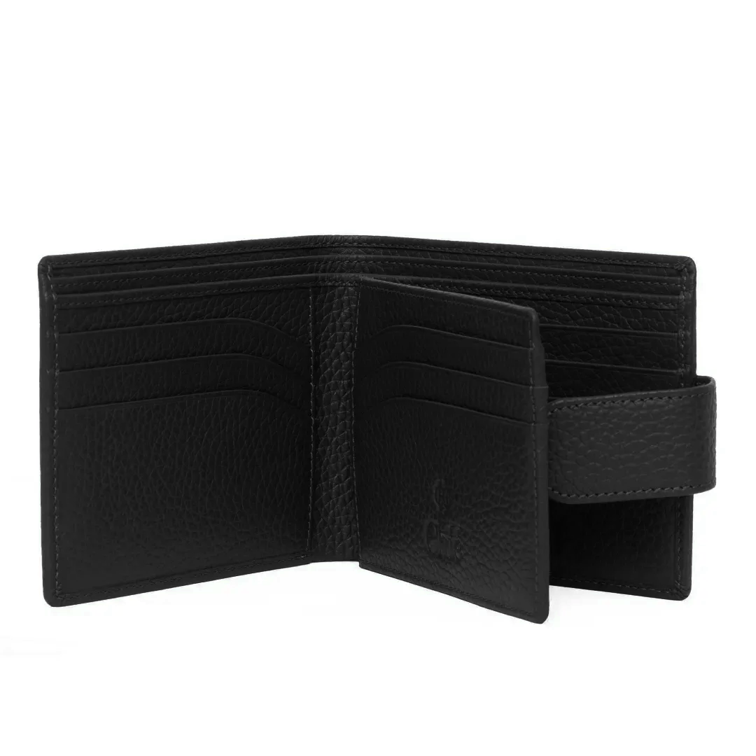 Chic Men’s Leather Billfold Wallet with Tab Closure